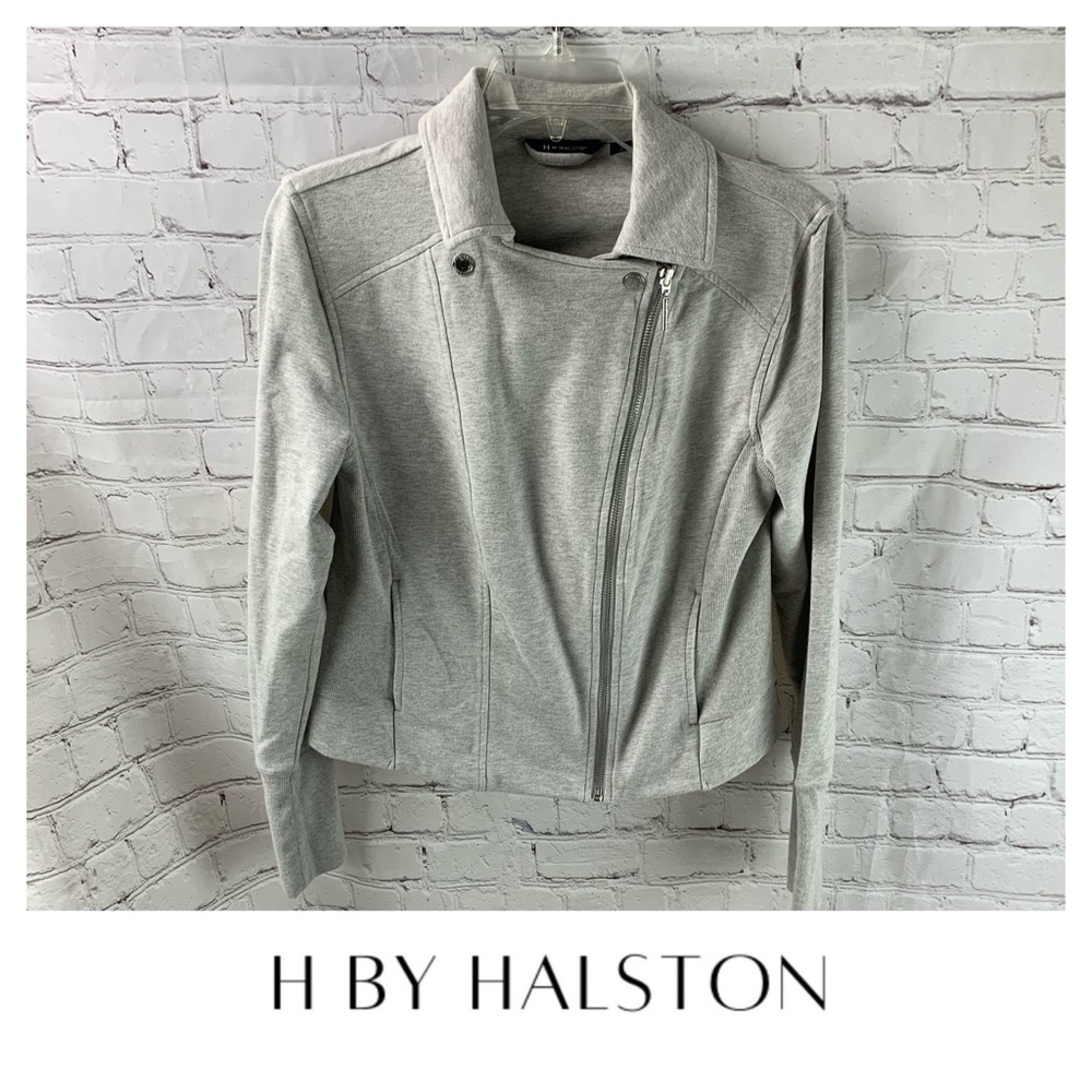 H by Halston Jersey Moto Jacket Size 4